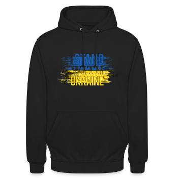 I Stand with Ukraine - Unisex Hoodie - Schwarz - Vorne - Alina (178cm) & Michal (187cm)