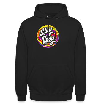 Restez Tipsy Bartender Artwork - Sweat-shirt à capuche unisexe - noir - Devant - Alina (178cm) & Michal (187cm)