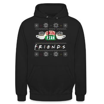 Friends Pull Moche De Noël Central Perk - Sweat-shirt à capuche unisexe - noir - Devant - Alina (178cm) & Michal (187cm)