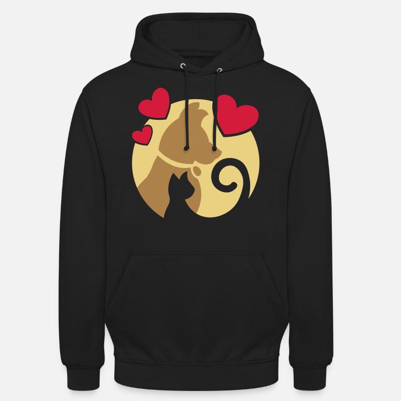 Chat et chien - Sweat-shirt à capuche unisexe - noir