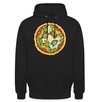 Teenage Mutant Ninja Turtles Pizza Logo - Unisex Hoodie - Schwarz - Vorne - Alina (178cm) & Michal (187cm)