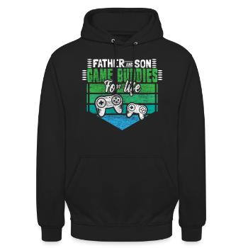 Vater und Sohn Familie - Unisex Hoodie - Schwarz - Vorne - Alina (178cm) & Michal (187cm)