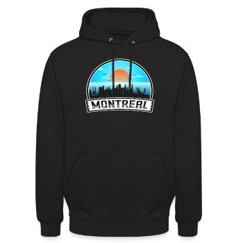 Montréal Canada Skyline Vintage Sunset Travel Souv - Sweat-shirt à capuche unisexe - noir - Devant - Alina (178cm) & Michal (187cm)