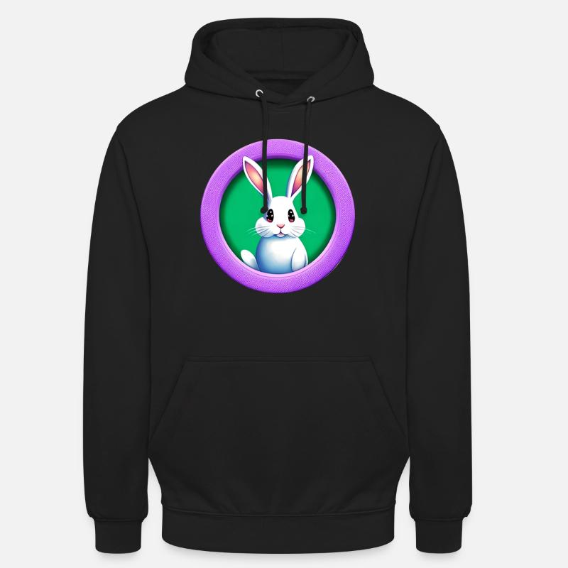 Purple Circle Easter Bunny - Unisex Hoodie - black