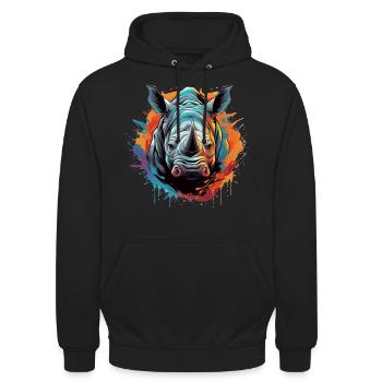 Party Rhinoceros - Unisex Hoodie - black - Front - Alina (178cm) & Michal (187cm)