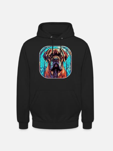 Farverig engelsk mastiff hunderace akvarel glas - Hættetrøje unisex - sort