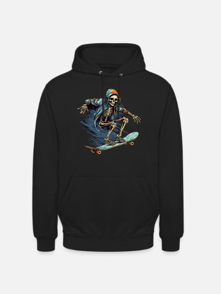 Skateboard Skelett - Unisex Hoodie - Schwarz
