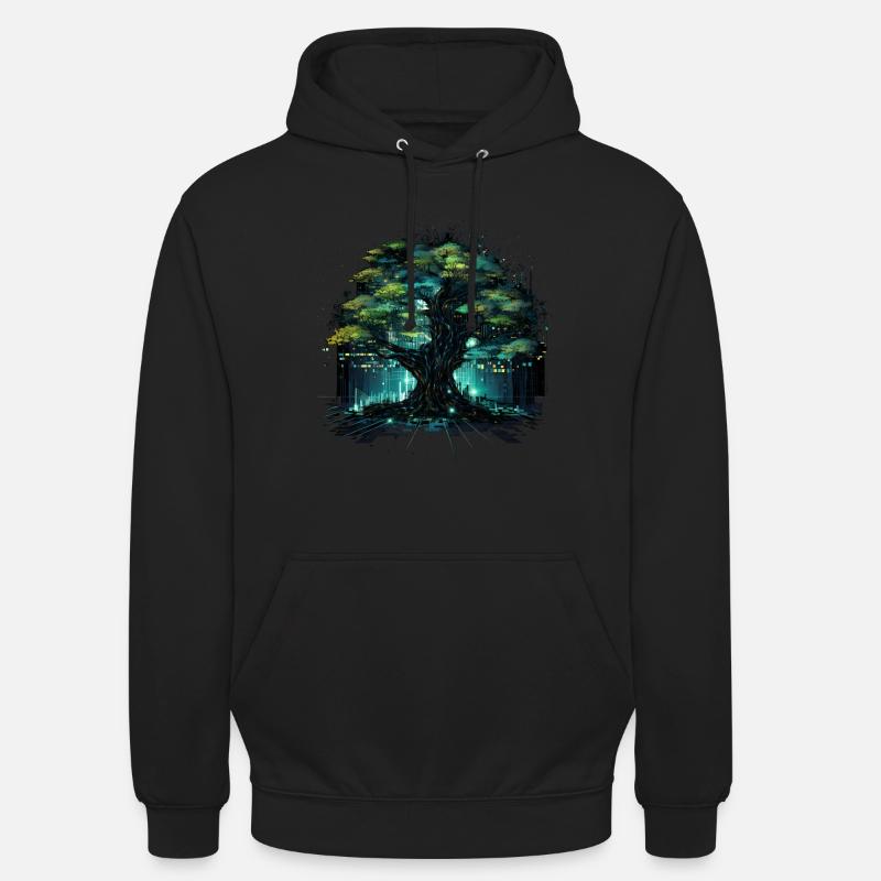 Lebensbaum Mit Technik - Unisex Hoodie - Schwarz