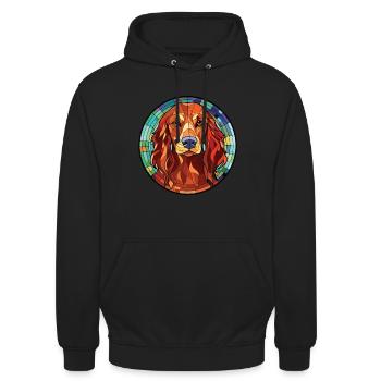 Irischer Setter Hund Rasse Aquarell Illustration - Unisex Hoodie - Schwarz - Vorne - Alina (178cm) & Michal (187cm)