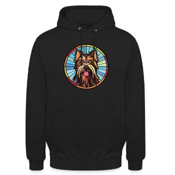Skye Terrier chien race aquarelle Illustration - Sweat-shirt à capuche unisexe - noir - Devant - Alina (178cm) & Michal (187cm)