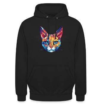 Pixie Bob Katze Bunte Aquarell Haustier Illustration - Unisex Hoodie - Schwarz - Vorne - Alina (178cm) & Michal (187cm)