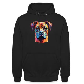 Perro de Presa Canario Hunderasse Aquarellglas - Unisex Hoodie - Schwarz - Vorne - Alina (178cm) & Michal (187cm)