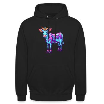 Vache Aquarelle Colorée Dessin Animé Kawaii Animal - Sweat-shirt à capuche unisexe - noir - Devant - Alina (178cm) & Michal (187cm)