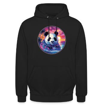 Panda Buntes Aquarell Cartoon Kawaii Tier - Unisex Hoodie - Schwarz - Vorne - Alina (178cm) & Michal (187cm)
