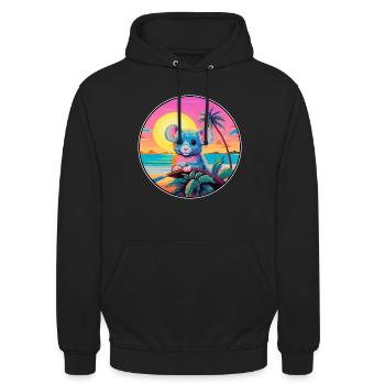Mouse Colorful Watercolor Cartoon Kawaii Animal - Unisex Hoodie - black - Front - Alina (178cm) & Michal (187cm)