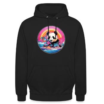 Panda Colorful Watercolor Cartoon Kawaii Animal - Unisex Hoodie - black - Front - Alina (178cm) & Michal (187cm)