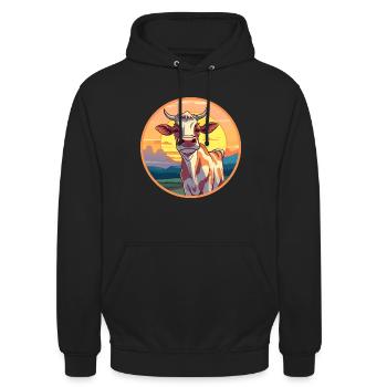 Vache Aquarelle Colorée Dessin Animé Kawaii Animal - Sweat-shirt à capuche unisexe - noir - Devant - Alina (178cm) & Michal (187cm)