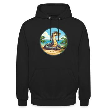 Anakonda Aquarell Cartoon Kawaii Clipart Tier - Unisex Hoodie - Schwarz - Vorne - Alina (178cm) & Michal (187cm)