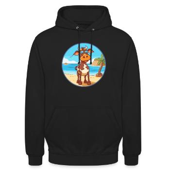 Vache aquarelle dessin animé kawaii clipart animal - Sweat-shirt à capuche unisexe - noir - Devant - Alina (178cm) & Michal (187cm)