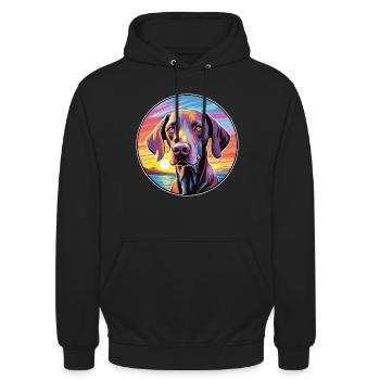 Ariege Pointer Hund Rasse Bunte Karikatur Watercol - Unisex Hoodie - Schwarz - Vorne - Alina (178cm) & Michal (187cm)
