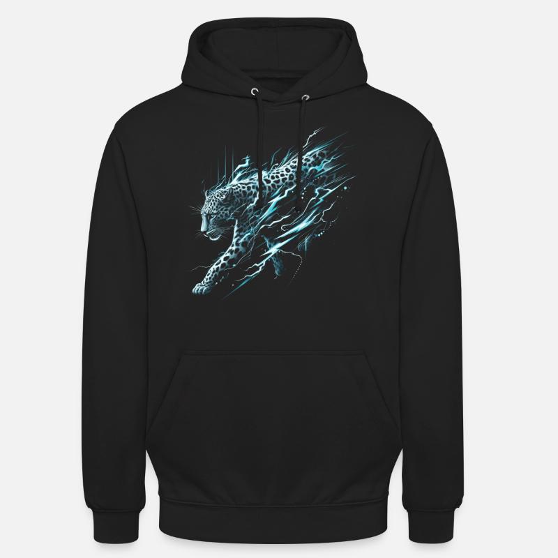 Éclair léopard - Sweat-shirt à capuche unisexe - noir
