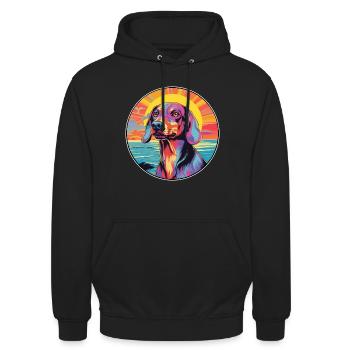 Lettische Jagdhundrasse Bunte Karikatur Watercolo - Unisex Hoodie - Schwarz - Vorne - Alina (178cm) & Michal (187cm)