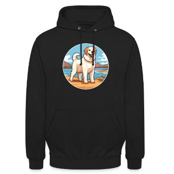 georgischer, schäferhund, rasse, cartoon, kawaii, clipart - Unisex Hoodie - Schwarz - Vorne - Alina (178cm) & Michal (187cm)