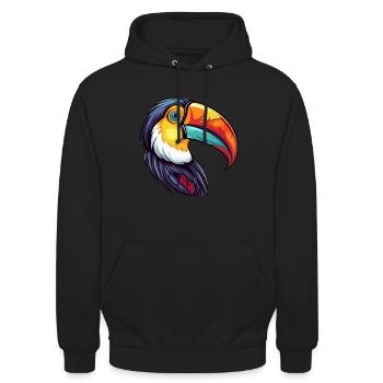 Toucan Colorful Watercolor Cartoon Kawaii Animal - Unisex Hoodie - black - Front - Alina (178cm) & Michal (187cm)