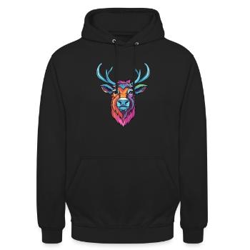 Karibu buntes Aquarell Cartoon Kawaii Tier - Unisex Hoodie - Schwarz - Vorne - Alina (178cm) & Michal (187cm)