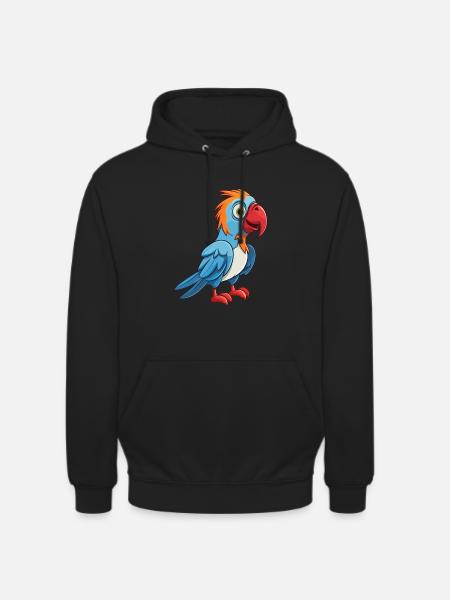 Papegøje sød glad Kawaii tegneserie clipart dyr - Hættetrøje unisex - sort