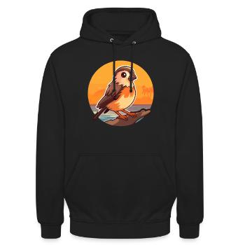 Sparrow Funny Cartoon Kawaii Beach Illustration - Unisex Hoodie - black - Front - Alina (178cm) & Michal (187cm)