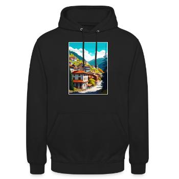Artvin Türkei Vintage Reiseposter WPA Souvenir - Unisex Hoodie - Schwarz - Vorne - Alina (178cm) & Michal (187cm)