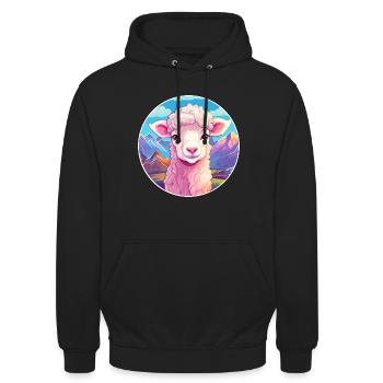 Schaf Aquarell Karikatur Kawaii Haustier Tier Farbefu - Unisex Hoodie - Schwarz - Vorne - Alina (178cm) & Michal (187cm)