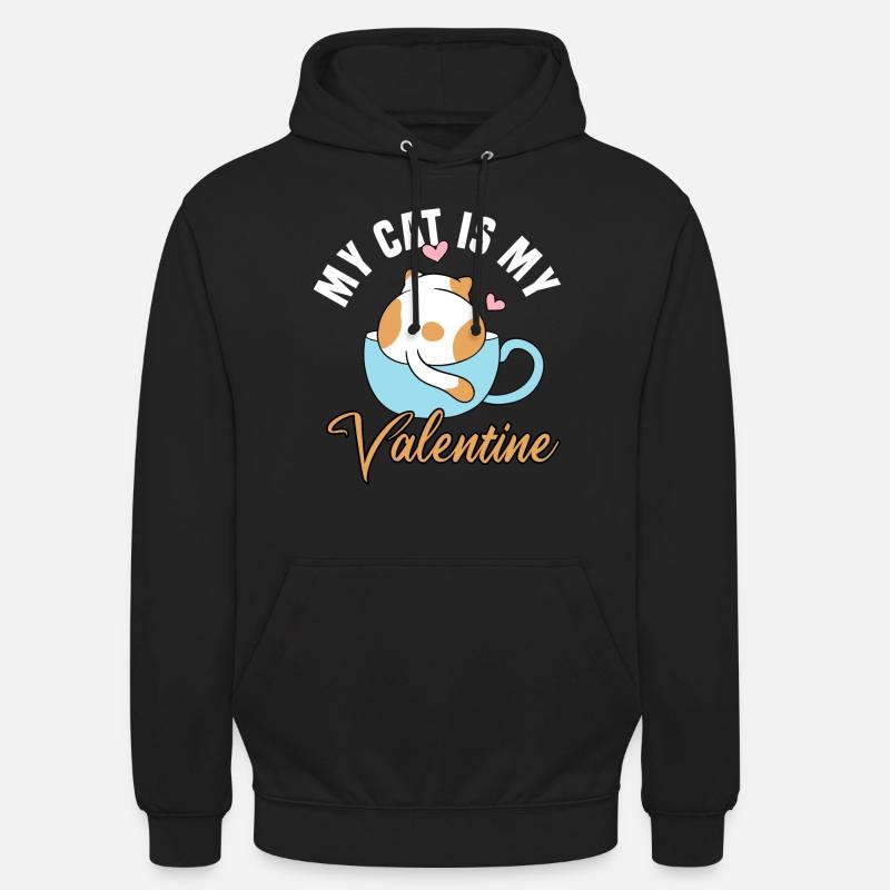 Mon chat est mon Valentin - Sweat-shirt à capuche unisexe - noir