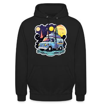 Camper Wohnmobil Campen - Unisex Hoodie - Schwarz - Vorne - Alina (178cm) & Michal (187cm)