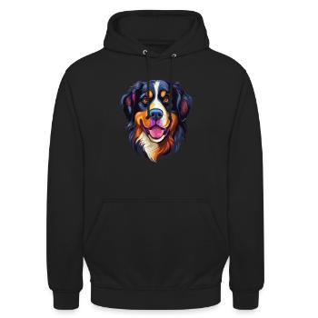 Bernese Mountain Dog Breed Watercolor Cartoon Kawa - Unisex Hoodie - black - Front - Alina (178cm) & Michal (187cm)
