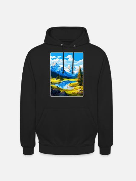 Affiche de voyage vintage du parc national d’Ecrins France - Sweat-shirt à capuche unisexe - noir