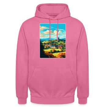 Great Malvern England Uk Reise Poster Souvenir - Unisex Hoodie - Pink - Vorne - Alina (178cm) & Michal (187cm)