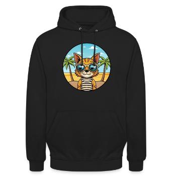 Ocicat Breed Cartoon Sonnenbrille Strand - Unisex Hoodie - Schwarz - Vorne - Alina (178cm) & Michal (187cm)