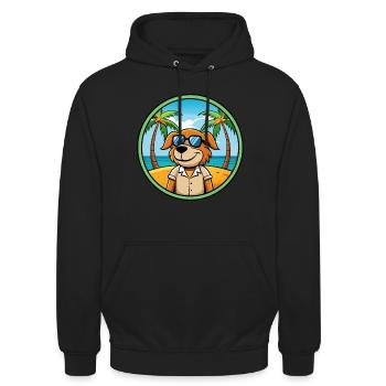 Poitevin Hound Hund Rasse Cartoon Sonnenbrille Strand - Unisex Hoodie - Schwarz - Vorne - Alina (178cm) & Michal (187cm)