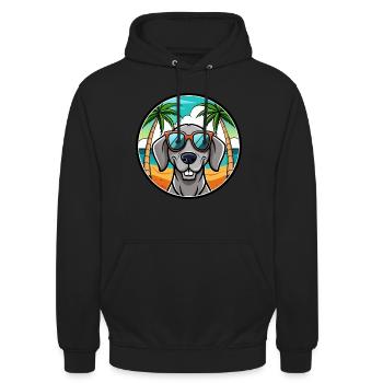 Weimaraner Hund Rasse Cartoon Sonnenbrille Strand - Unisex Hoodie - Schwarz - Vorne - Alina (178cm) & Michal (187cm)