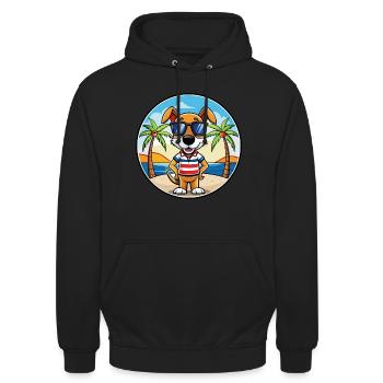 Französische Tricolor Hound Rasse Cartoon Sonnenbrille - Unisex Hoodie - Schwarz - Vorne - Alina (178cm) & Michal (187cm)