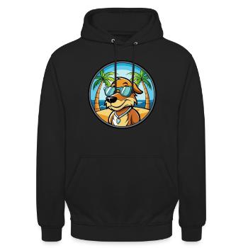 Poitevin Hound Hund Rasse Cartoon Sonnenbrille Strand - Unisex Hoodie - Schwarz - Vorne - Alina (178cm) & Michal (187cm)