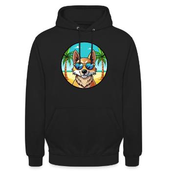 Slovensky Kopov Hunderasse Cartoon Sonnenbrille Strand - Unisex Hoodie - Schwarz - Vorne - Alina (178cm) & Michal (187cm)