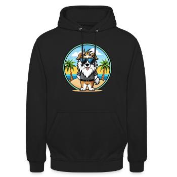 Picardie Schäferhund Rasse Cartoon Sonnenbrille Strand - Unisex Hoodie - Schwarz - Vorne - Alina (178cm) & Michal (187cm)