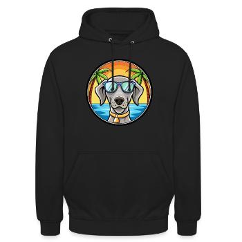 Weimaraner Hund Rasse Cartoon Sonnenbrille Strand - Unisex Hoodie - Schwarz - Vorne - Alina (178cm) & Michal (187cm)