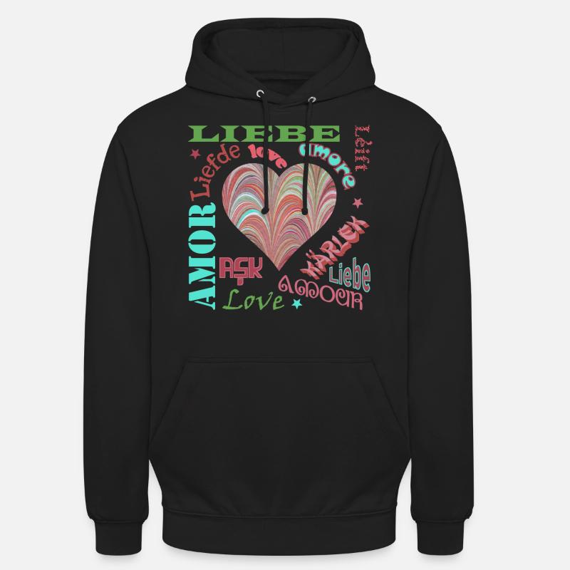 Amour Multilingue E 106 - Sweat-shirt à capuche unisexe - noir
