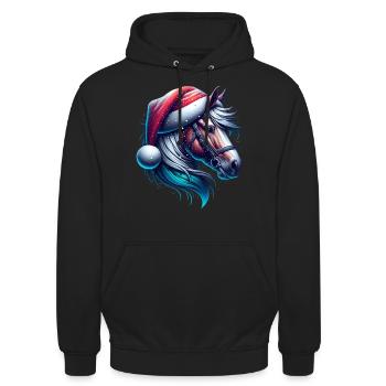 Weihnachts-Pferd - Unisex Hoodie - Schwarz - Vorne - Alina (178cm) & Michal (187cm)