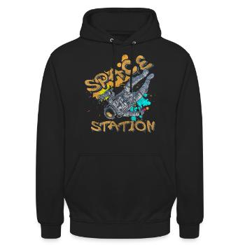 Spraydose Streetart Straße Auffällig - Unisex Hoodie - Schwarz - Vorne - Alina (178cm) & Michal (187cm)