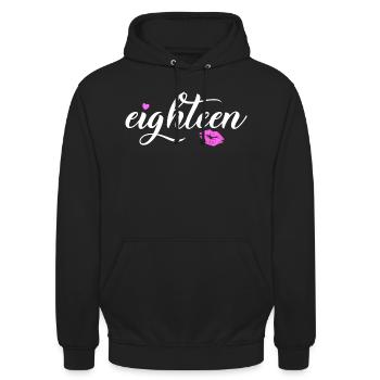 18 anniversaire fille cadeau 18 ans majeure - Sweat-shirt à capuche unisexe - noir - Devant - Alina (178cm) & Michal (187cm)
